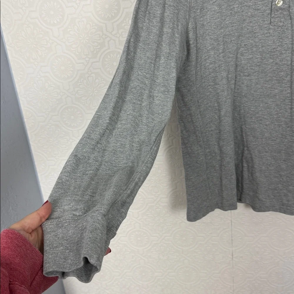 J.Crew‎ Garment Dyed Slub Cotton Henley Shirt Gray Long Sleeve Size Large